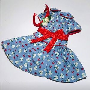 vintage American Girl 18" Doll Emily Retired Meet Outfit Floral Print Dress.